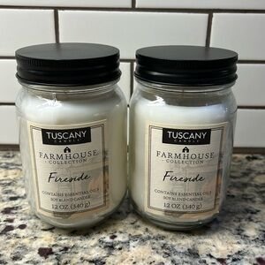 Tuscany farmhouse Fireside jar candle set (2)NWOT